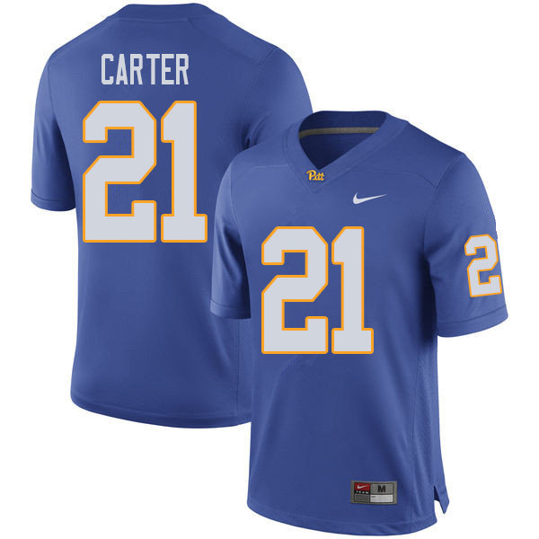 Men #21 V'Lique Carter Pittsburgh Panthers College Football Jerseys Sale-Royal